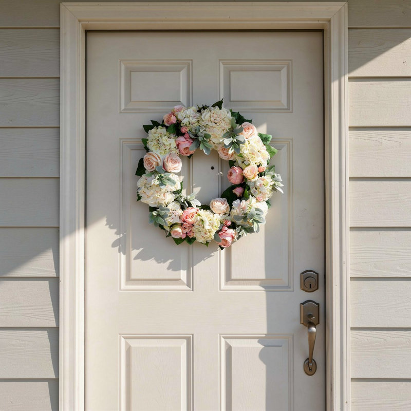 Spring Wreath with Hydrangeas, Peonies and Roses
