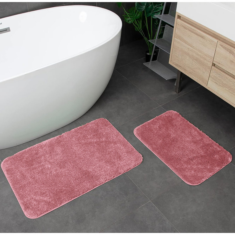 Grand ensemble de tapis de bain en microfibre douce et épaisse 2 pièces, Rose