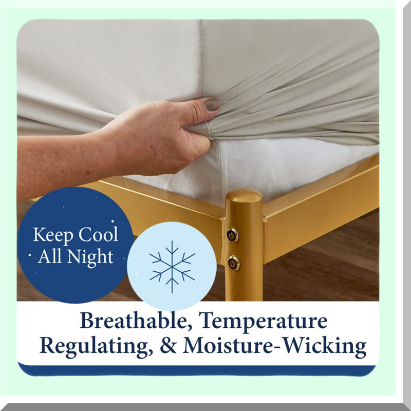 CoolBamboo Silky Soft Sheets Set - Luxury Blend of Bamboo Rayon, Cooling & Breathable, Deep Pockets, 5-Piece Bedding Set