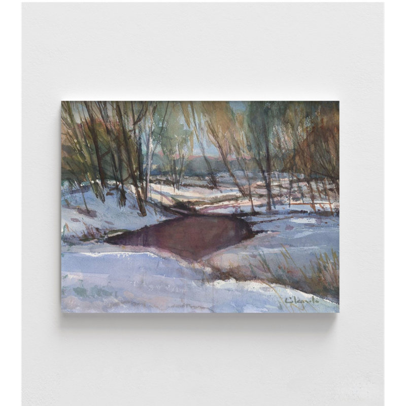 «Winters Last Impression» par Stephen Calcasola, forêt au-dessus de la cheminée, reproduction d'art, paysage mural enneigé, art d'hiver rustique