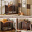 40" Arch Design Wooden Dog Crate Furniture, Heavy Duty Indoor Pet Kennel End Table for Small to Large Dogs, Easy Assembly, Walnut-1380800381-1380800380
