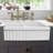 Whitehaus 33” Reversible Double Bowl Fireclay Kitchen Sink: 2-1/2" Lip and Fluted, 2" Lip Front Apron-93327030