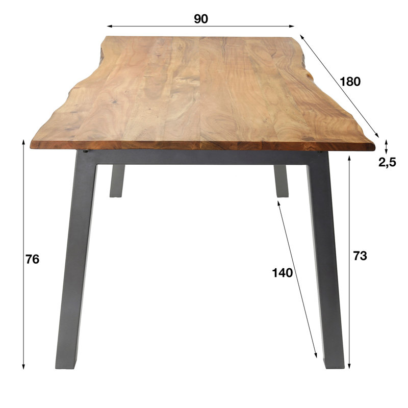 Disalvo Acacia Rectangular Wood Top Dining Table