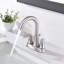 Robinet de lavabo de salle de bain central à 4 poignées 4 po avec bec pivotant à arc élevé et ensemble de drain, nickel brossé-110240596
