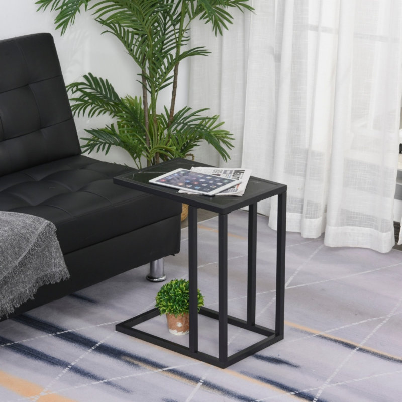 45cm W Metal Bedside Table, Black