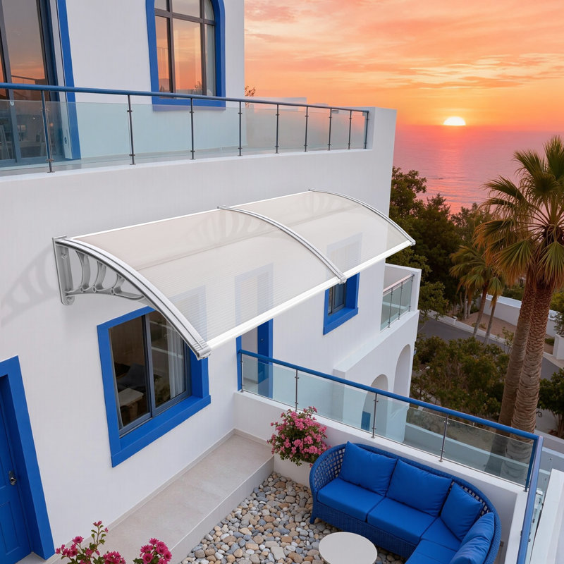 Polycarbonate Window Awning, Patio Canopy, Silver