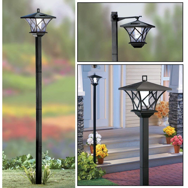 Lampadaire à énergie solaire 60,2 po H noir Brittnay (double)