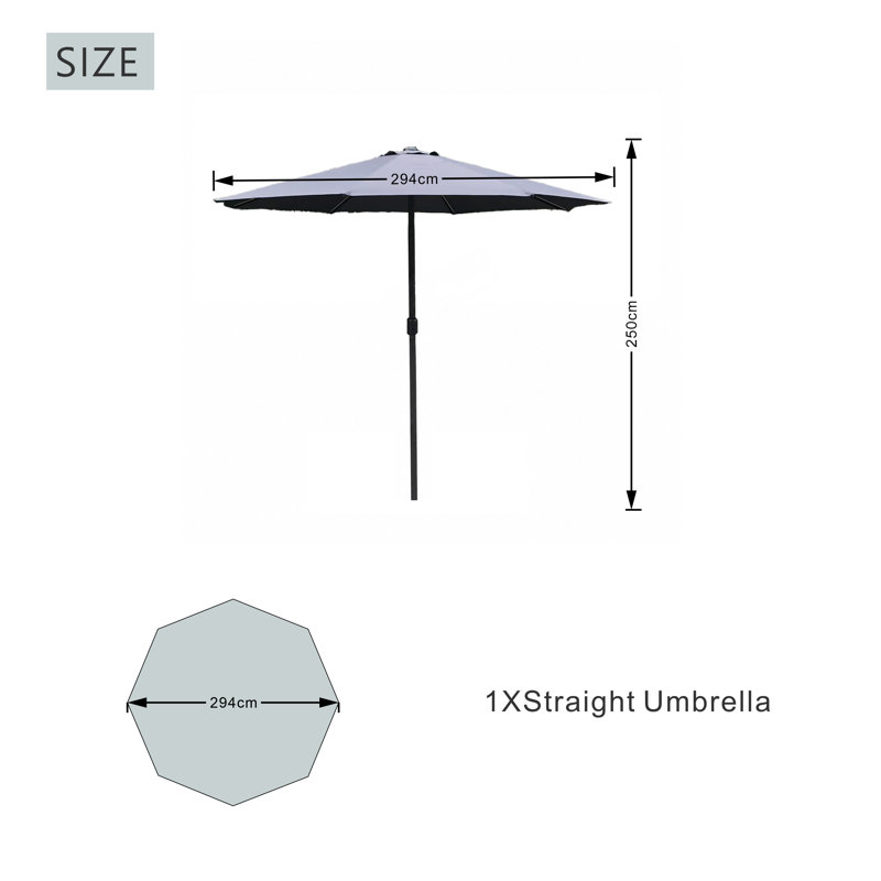 294cm Market Parasol, Grey
