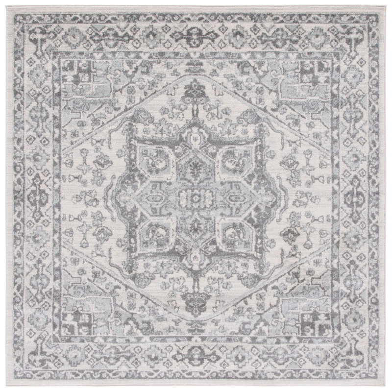 Tapis ivoire / gris Tulum 286, Carré 6 pi 7 po