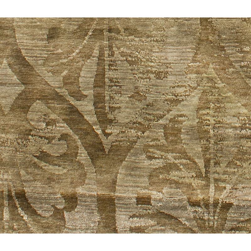 Hand Knotted Damask Area Rug in Mahogany, Rectangle 10' x 14'