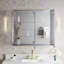 Armoire à pharmacie encastrée ou en saillie de 91,4 cm (L) x 81,3 cm (H) avec miroir et étagères en verre réglables-1295200669
