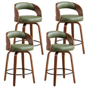 Comfortable Swivel Counter Stool With Durable Wood Legs