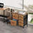 Rustic Brown 6-Drawer File Cabinet - Charging Station, Rolling Printer Stand With Open Storage Shelf (Fabric Lateral Filing Cabinet For Home Office)