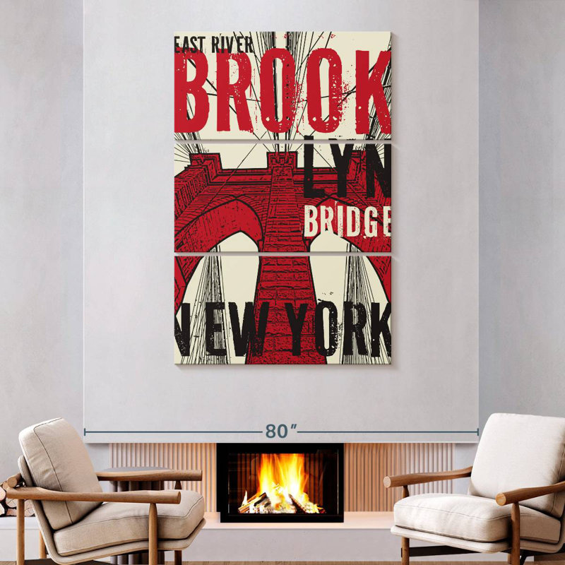 Pont rouge de Niclyn, grunge rouge, Brooklyn, H 74 po x l 48 po
