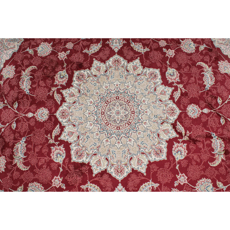 Tapis turc 7 x 7 po rouge et ivoire Antep