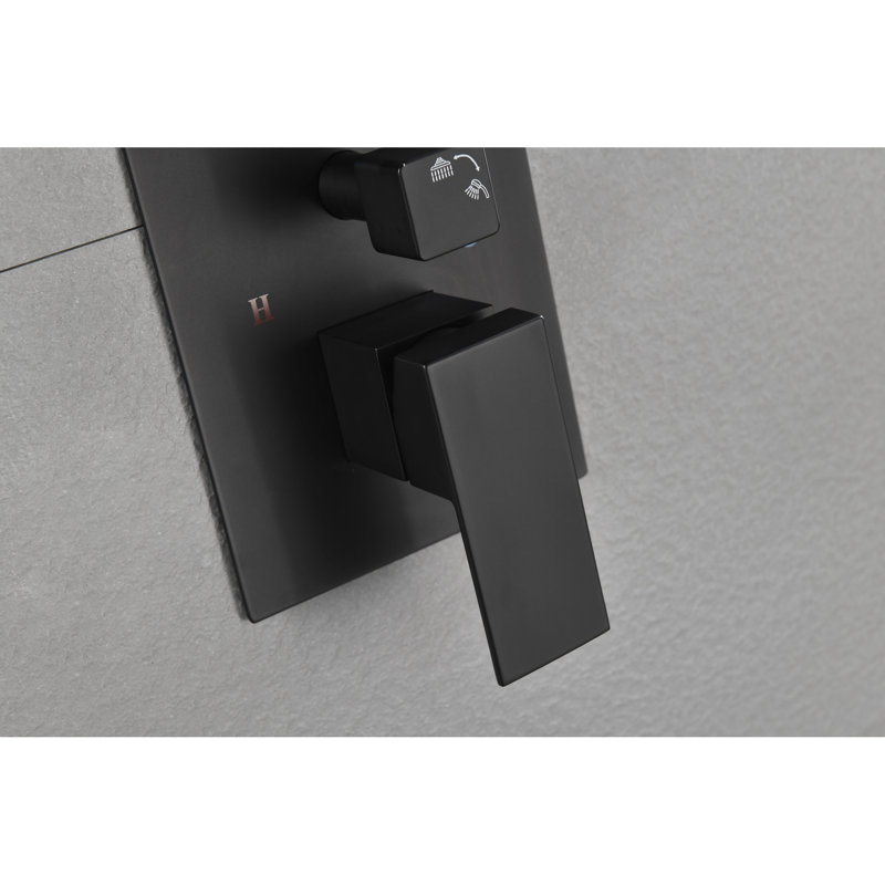 Pomme de douche murale noire matte de 12 po - Sensation de pluie naturelle, décharge autonettoyante, finition rouille et laiton, pluie forte