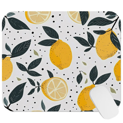 Food and Kitchen Lemons Pattern I Modern Gaming Cute Office Laptop Desk Pad Gift Mat Square Rectangle Non-Slip Mousepad