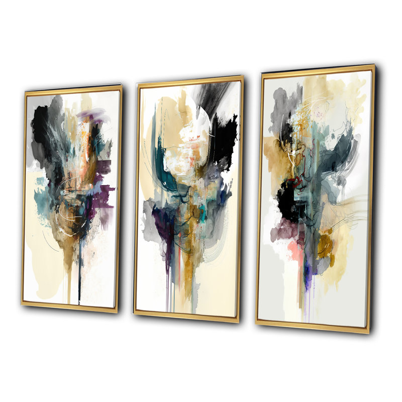 «Alizarin Command», 3 pièces sur toile, H 32 po x l 48 po, Or