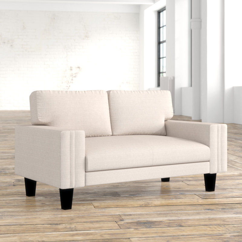 Blacke Upholstered Loveseat, Beige Polyester Blend, 31" H x 57" W x 32" D