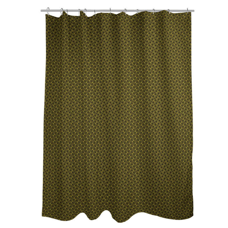 Rideau de douche simple hexagonal classique, Jaune / Noir