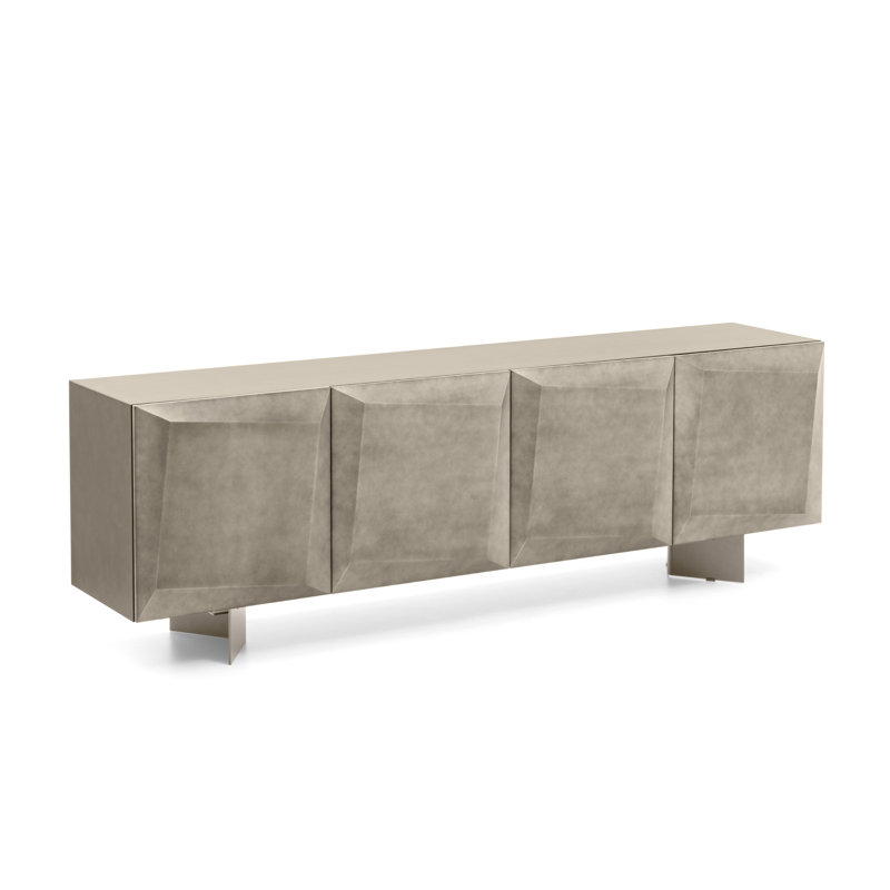 Buffets Alterego, 31.13"H x 95"W x 19.75"D, Beige mat perlé brossé / beige perle mat