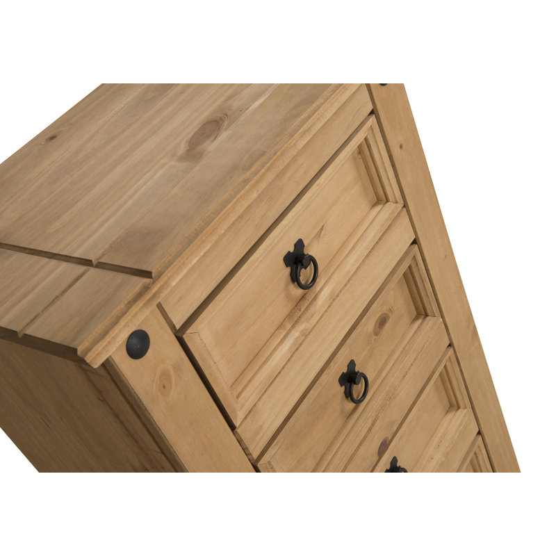 Bridewell Solid Wood 53 cm W Chest of 5 Drawers, Antique Wax