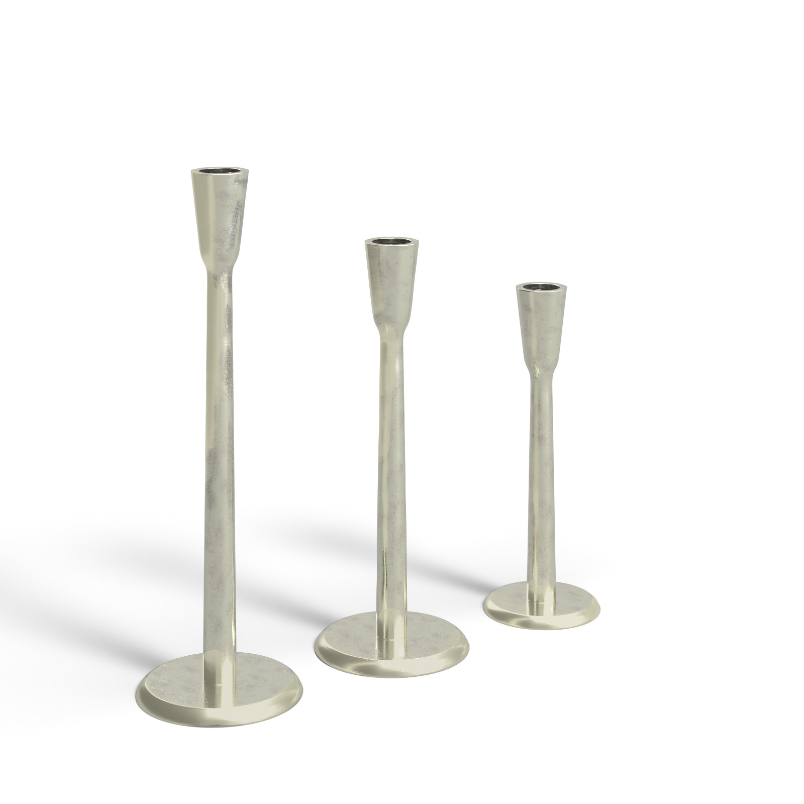 3-Piece Aluminum Candlestick Set, Silver