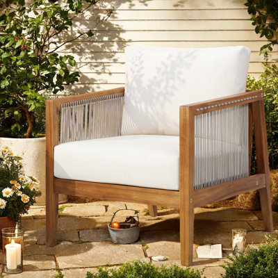 Chaises longues modernes de patio, chaise de corde de bois d'acacia pour la terrasse de patio