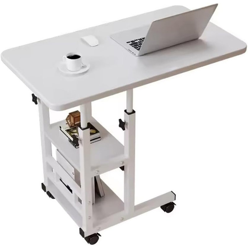Table de bout à hauteur réglable pour ordinateur portable, table de bout en C, bureau à roulettes
