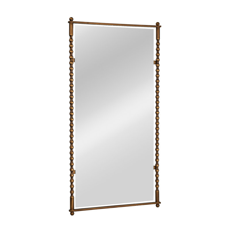 Cast Metal Framed Tall Wall Mirror, Gold