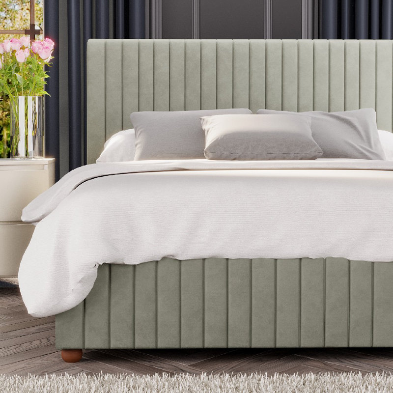 Upholstered Ottoman Bed, Duck Egg, Double (4'6)