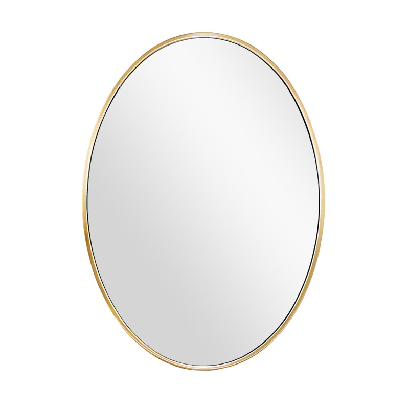 Tomaso Oval Metal Framed Full Length Mirror, Satin Brass