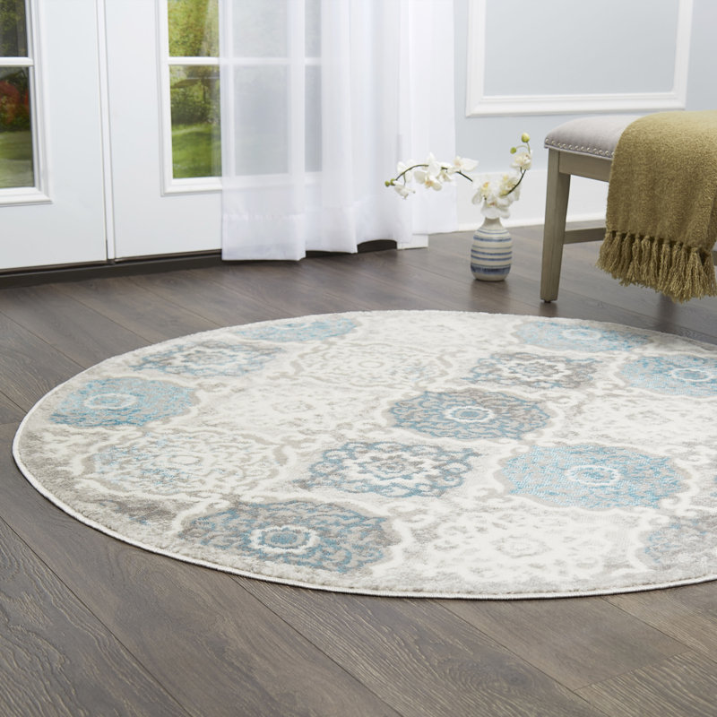 Kallie Performance Geometric Indoor Rug, Round 5'2"