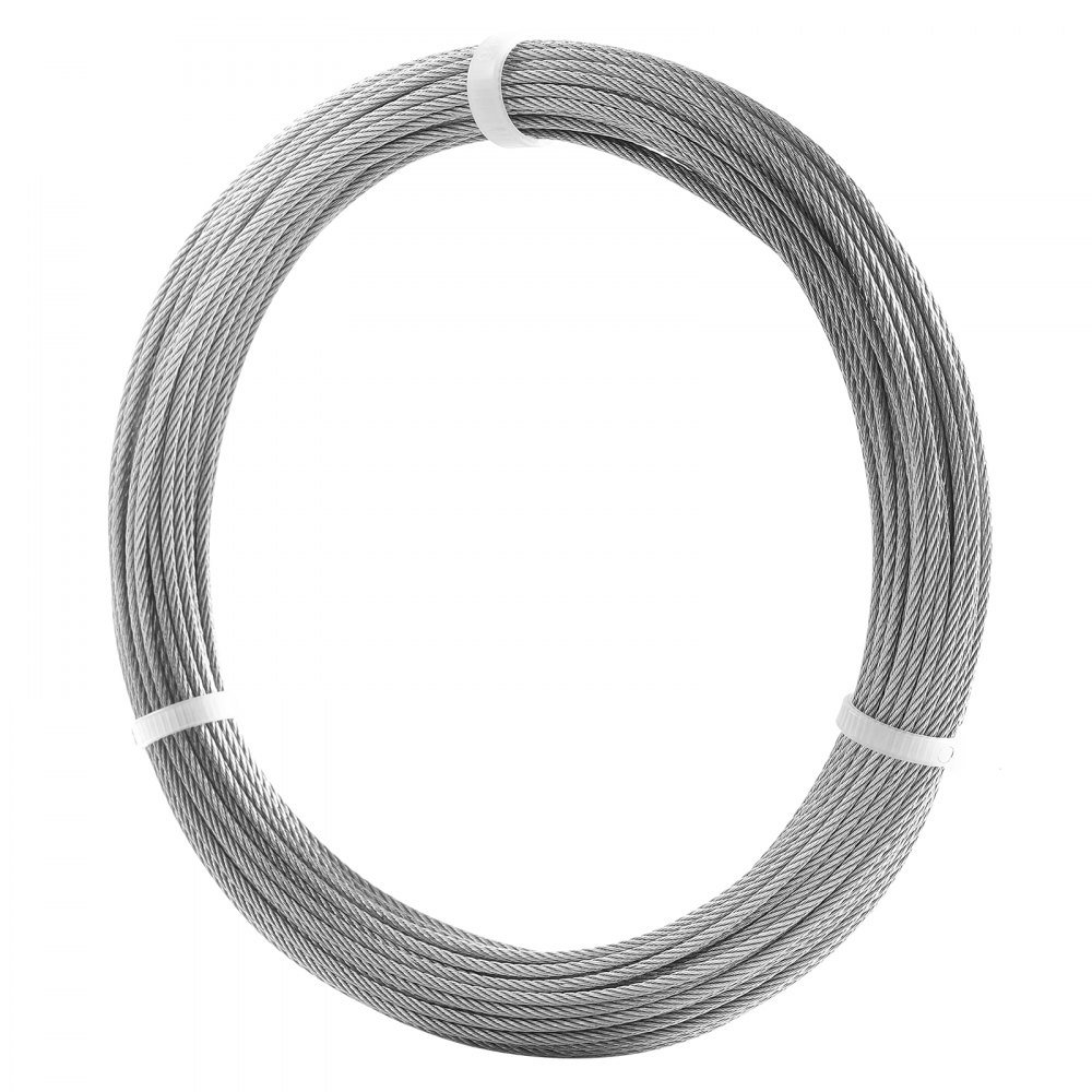 Stainless Steel Cable With Double Loops - 1/16" 1x19 Strand Custom Cut Guide Wire For String Lights