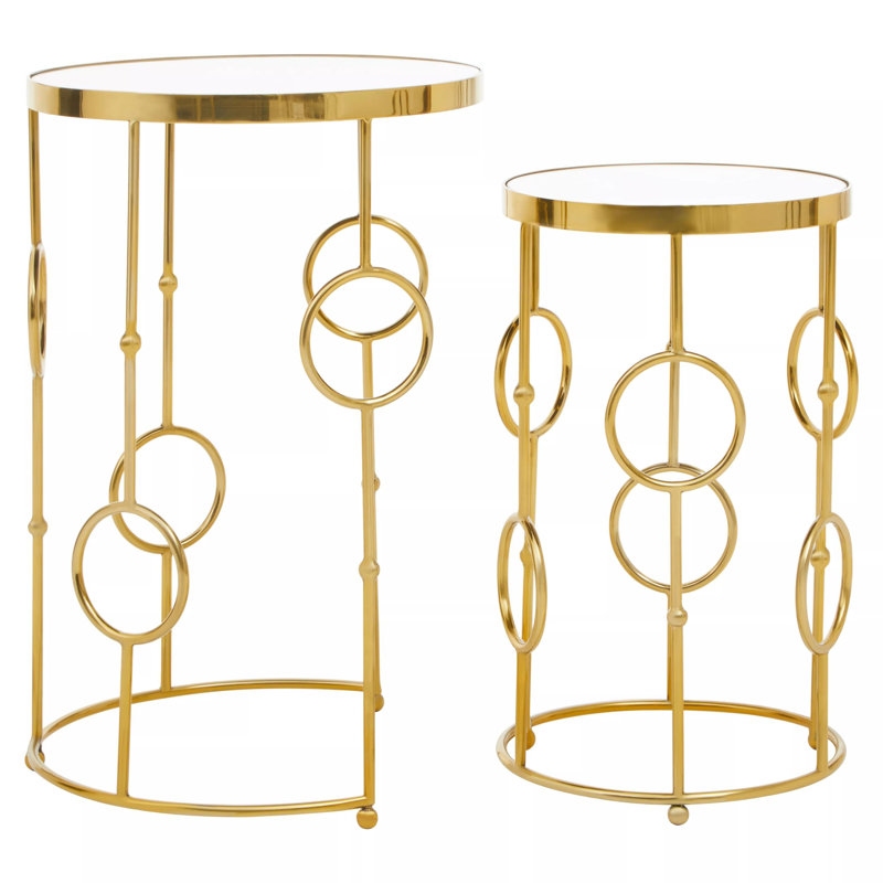 Lizeth Glass Top Abstract Nesting Tables