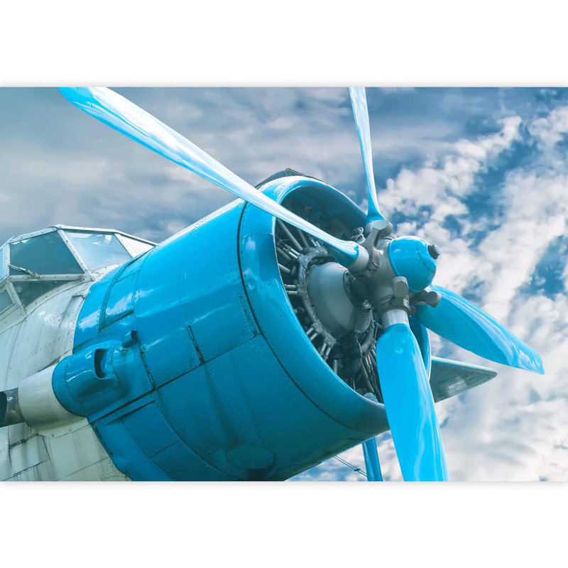 Bleu, rétro, avion antique, hélice, avion, avion, photographie de véhicule, papier peint, L 66 po x l 96 po