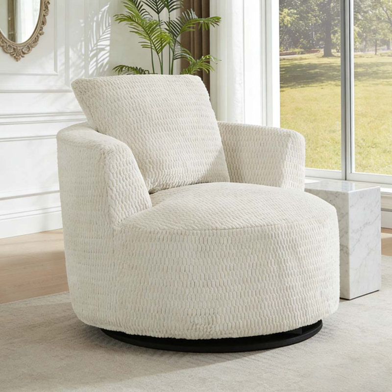 Fauteuil d'appoint pivotant à 360 ° compressible, Crème