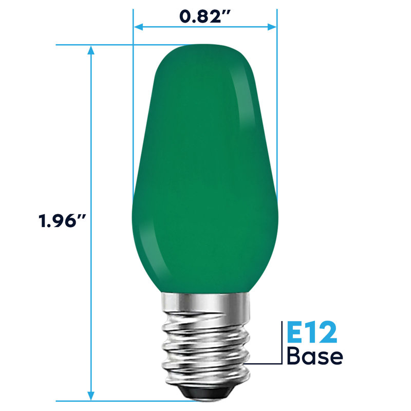 0,5 W, ampoule DEL C7 à intensité variable, culot E12, Vert