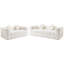 Canapé moderne sans os avec deux coussins décoratifs circulaires, tissu en polyester à poils longs texturé litchi doux pour la peau, canapé en mousse à carreaux