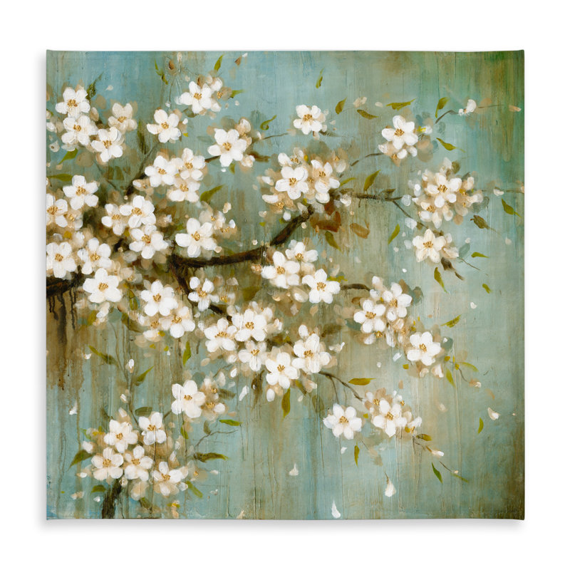White Cherry Blossom Tablecloth | Botanical Turquoise Decor