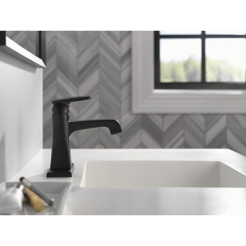 Robinet de salle de bain monocorps avec drain Ashlyn, robinet de salle de bain à poignée simple, Noir mat