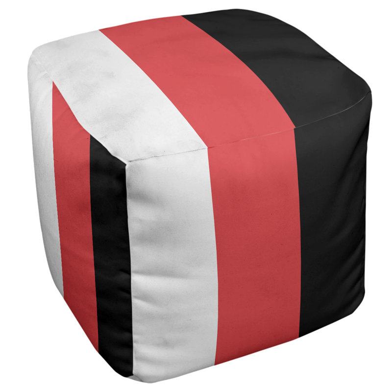 Repose-pieds cube rayures maryland, Blanc / rouge / noir
