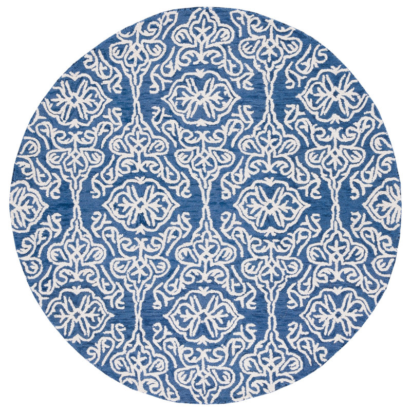 Tapis damassé en laine Anjalika, Rond 6 pi