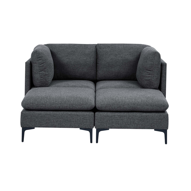 Linen Modular Sectional Sofa with Custom Configuration and Easy Assembly, 35" H x 64" W x 61.5" D, Dark Gray Linen