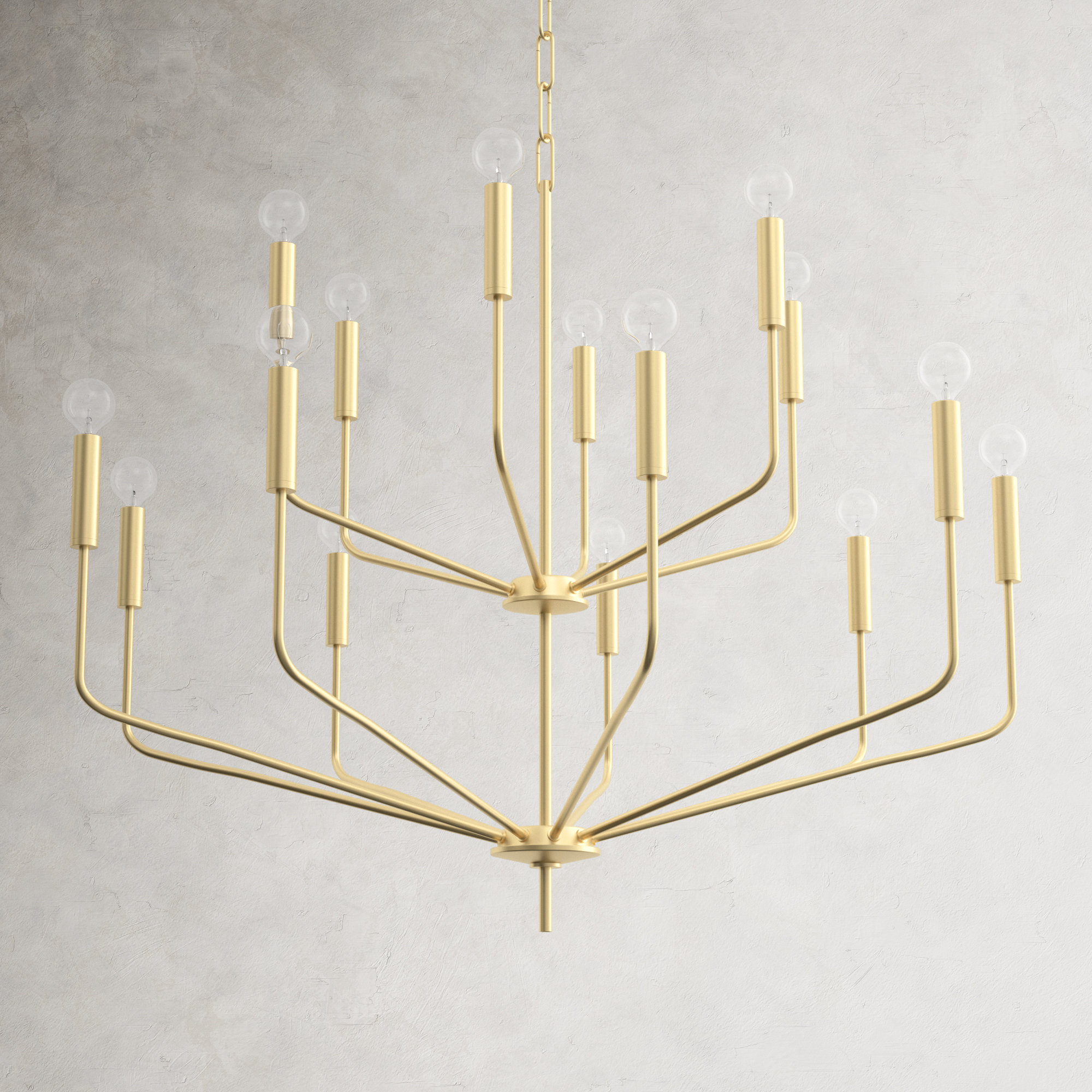 15 - Light Tiered Chandelier, Aged Brass