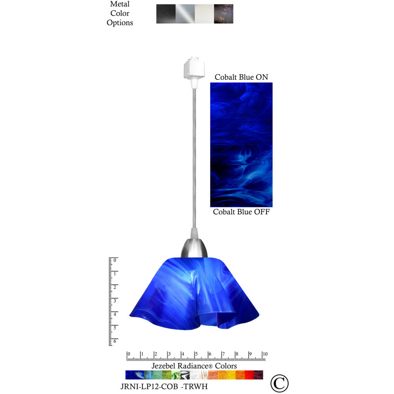 Luminaire suspendu Dale, Petit, Nickel, Bleu de cobalt