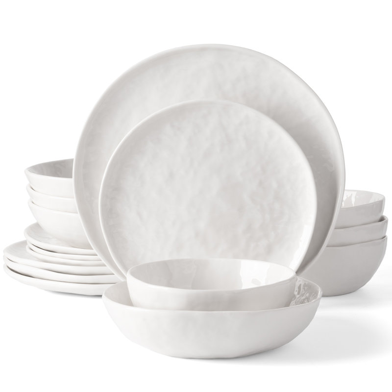 Ensemble 16 pièces d'assiettes et bols Sanjay, Blanc