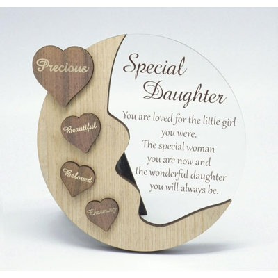 Moon With Words On Hearts And Text Message- Special Daughter Plaque