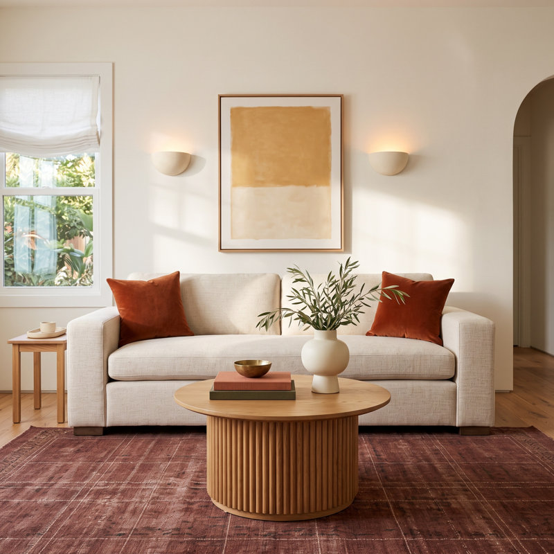 Elida Alec 86" Upholstered Sofa, Thames Cream Linen Blend