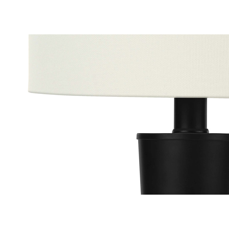 Éclairage, ensemble de 2, 24 po, lampe de table, port USB inclus, nickel métallique, abat-jour, contemporain, Blanc, Noir